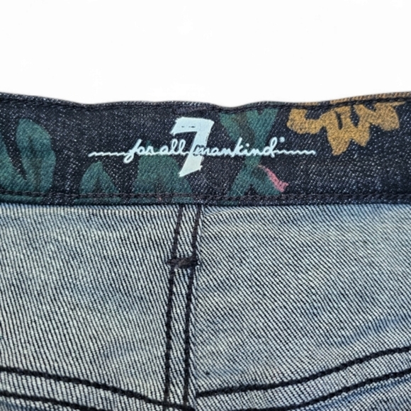 7 For All Mankind Floral Print Denim Mini Skirt, Size 29 - Picture 6 of 7